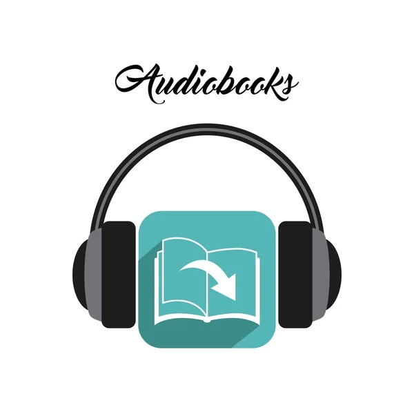 Ikona knihy a sluchátka. Design pro audioboty. Vektorová grafika — Stockový vektor