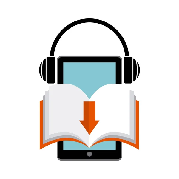 Book and Headphone icon. Audiobooks design. Vector graphic — Stock Vector