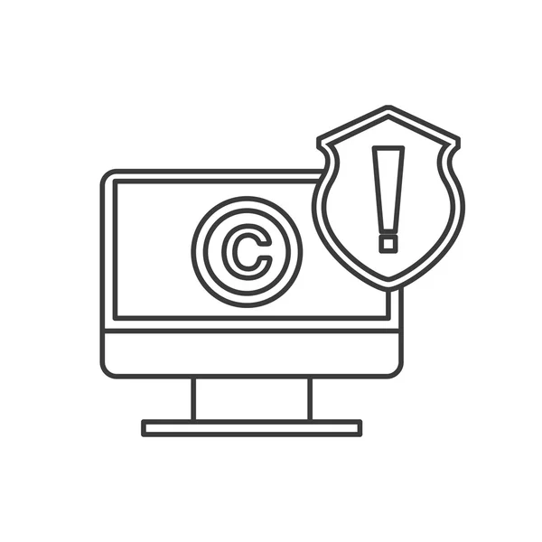 Ikona počítače a ikony c. Návrh autorských práv. Vektorová grafika — Stockový vektor