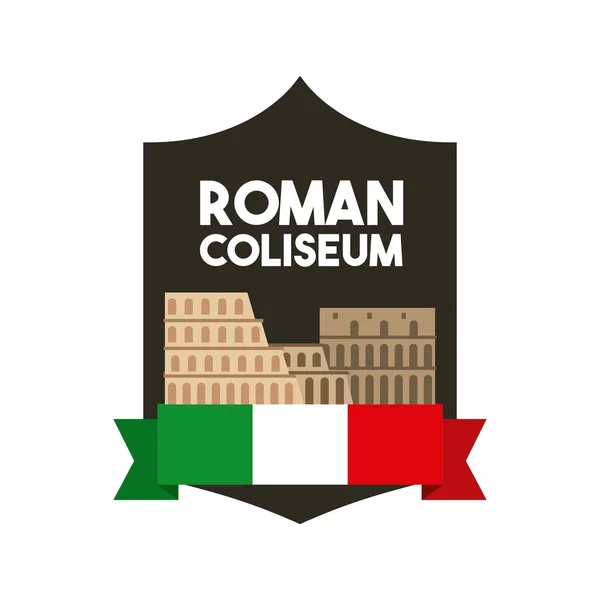 Icono del coliseo romano. Italia cultura diseño. Gráfico vectorial — Archivo Imágenes Vectoriales