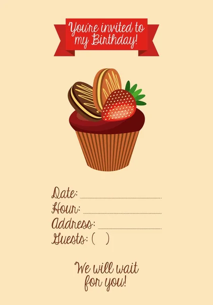 Cupcake pictogram. Gelukkige verjaardag-ontwerp. Vectorafbeelding. — Stockvector