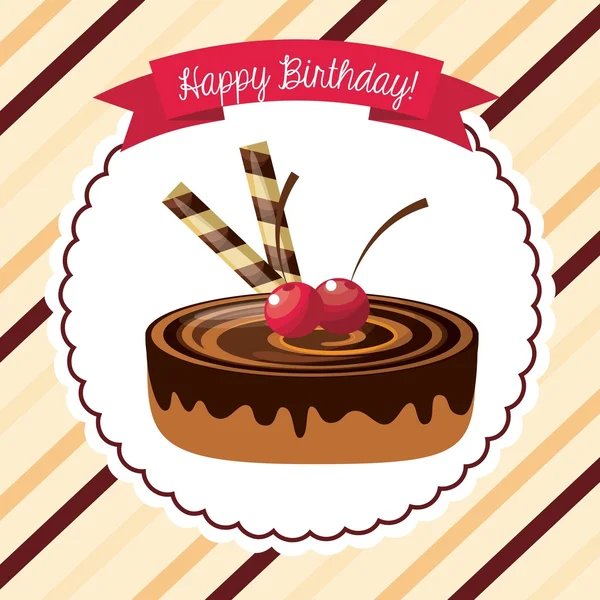 Het pictogram van de taart. Gelukkige verjaardag-ontwerp. Vectorafbeelding. — Stockvector