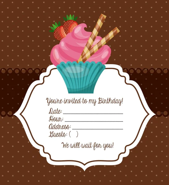 Cupcake simgesi. Mutlu doğum günü tasarım. Vektör grafiği. — Stok Vektör