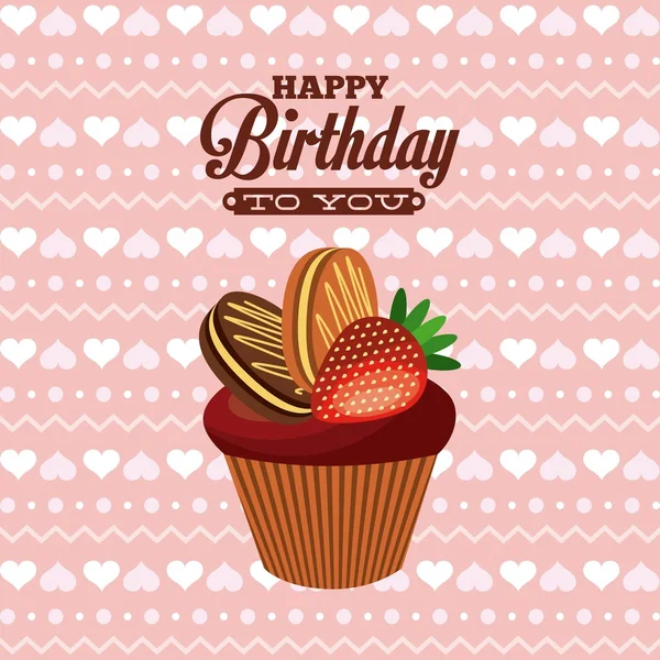 Cupcake Ikone. Alles Gute zum Geburtstag. Vektorgrafik. — Stockvektor