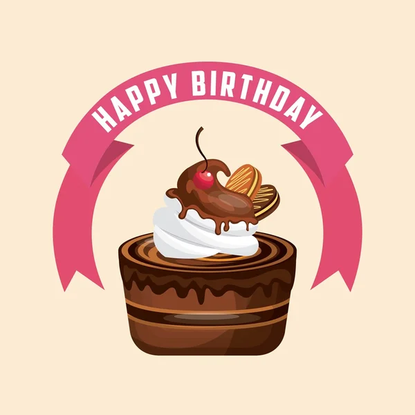 Icône gâteau. Joyeux anniversaire. Graphique vectoriel . — Image vectorielle