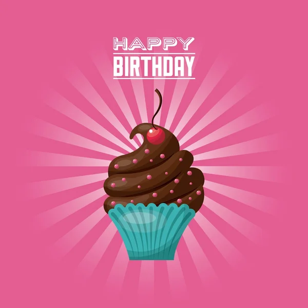 Cupcake pictogram. Gelukkige verjaardag-ontwerp. Vectorafbeelding. — Stockvector