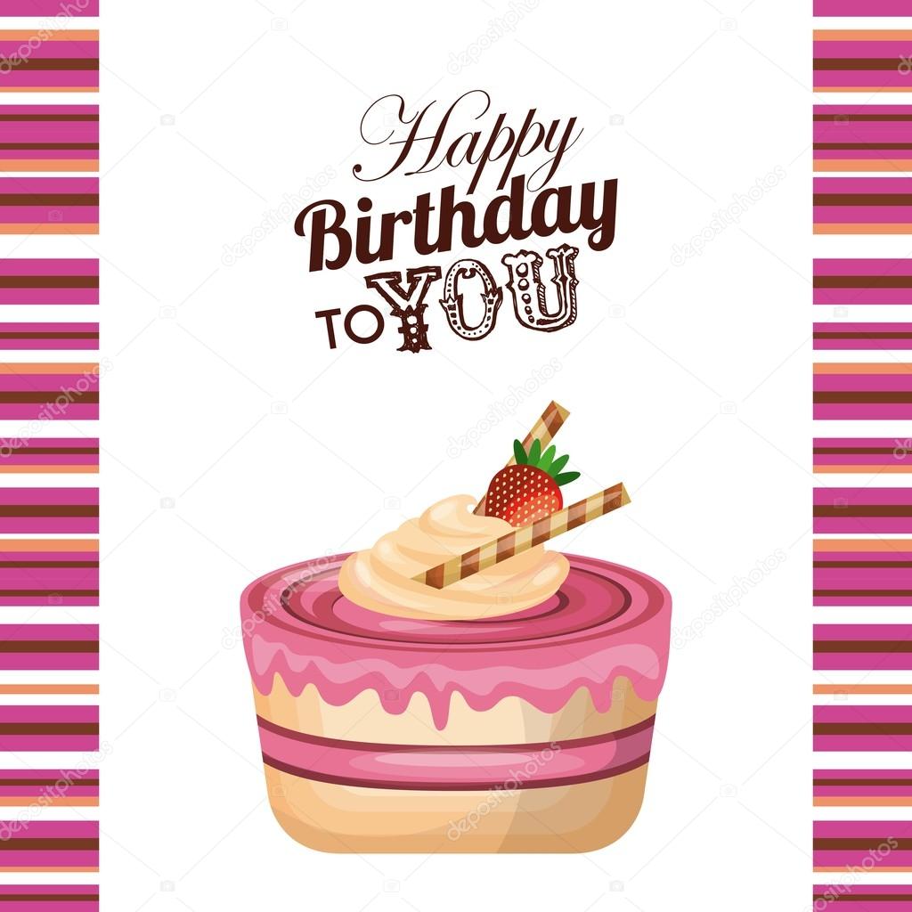 Icona Della Torta Disegno Di Buon Compleanno Immagine