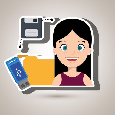 sürücü ve usb ile insanlar izole simgesi