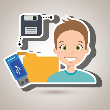 sürücü ve usb ile insanlar izole simgesi