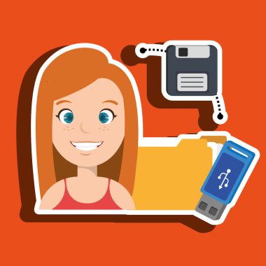 sürücü ve usb ile insanlar izole simgesi