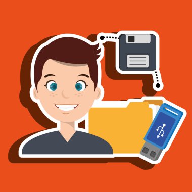 sürücü ve usb ile insanlar izole simgesi