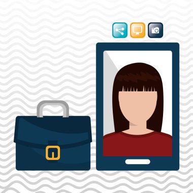 Yönetici kadın ve cep telefonu simgesi tasarım izole