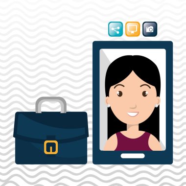 Yönetici kadın ve cep telefonu simgesi tasarım izole