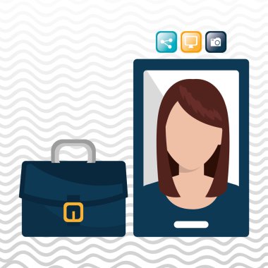 Yönetici kadın ve cep telefonu simgesi tasarım izole