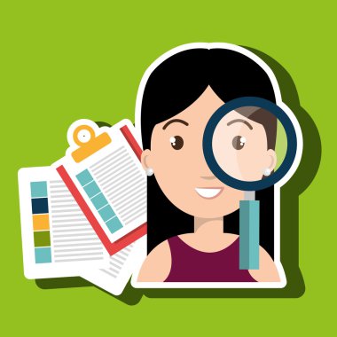 kadın ve kağıtları izole simgesi tasarım