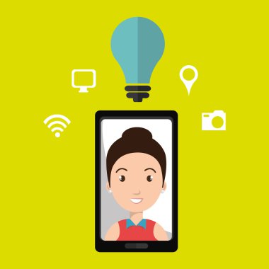 Smartphone ve kadın simgesi tasarım izole