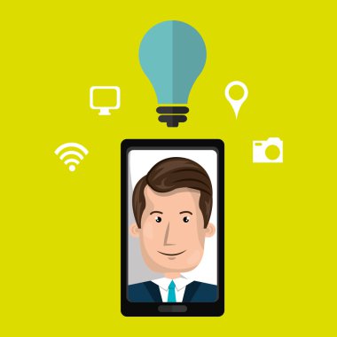 Akıllı telefon ve adam simgesi tasarım izole