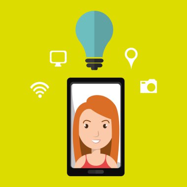 Smartphone ve kadın simgesi tasarım izole