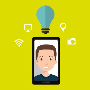 Akıllı telefon ve adam simgesi tasarım izole