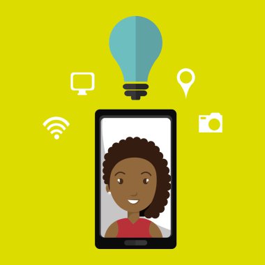 Smartphone ve kadın simgesi tasarım izole