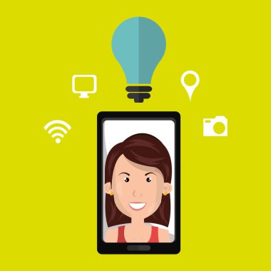 Smartphone ve kadın simgesi tasarım izole