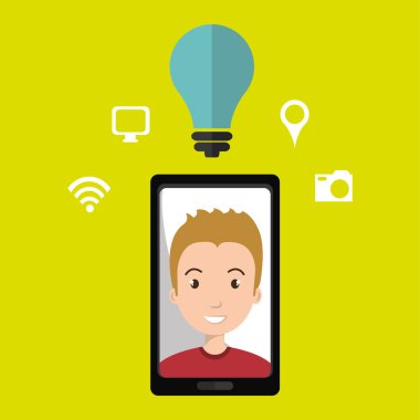 Akıllı telefon ve adam simgesi tasarım izole