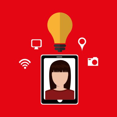 Smartphone ve kadın simgesi tasarım izole