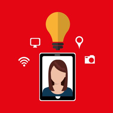 Smartphone ve kadın simgesi tasarım izole