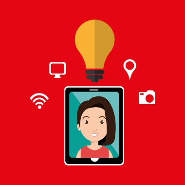 Smartphone ve kadın simgesi tasarım izole