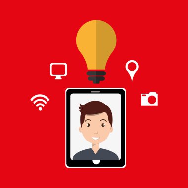 Akıllı telefon ve manisolated simgesi tasarım