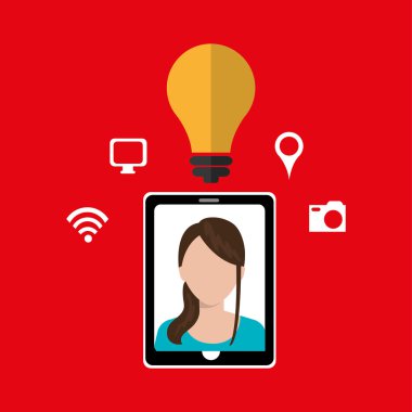 Smartphone ve kadın simgesi tasarım izole