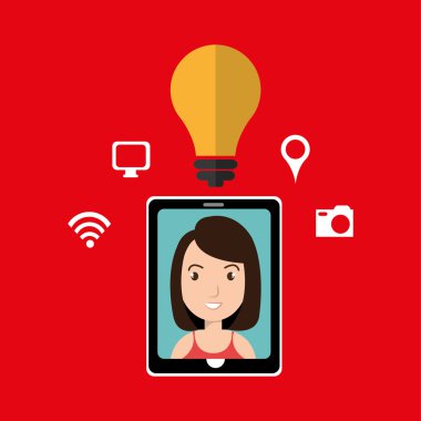 Smartphone ve kadın simgesi tasarım izole