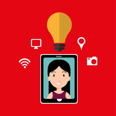 Smartphone ve kadın simgesi tasarım izole