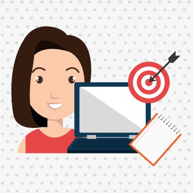 izole bilgisayar simgesi tasarım kadınla