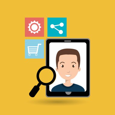 smarthphone ve insanlar izole simgesi