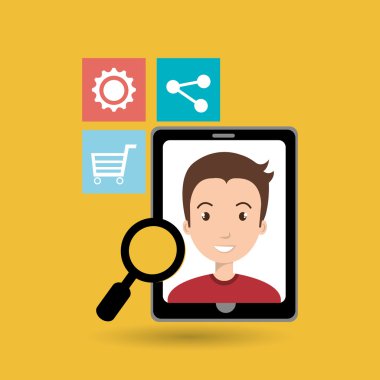 smarthphone ve insanlar izole simgesi