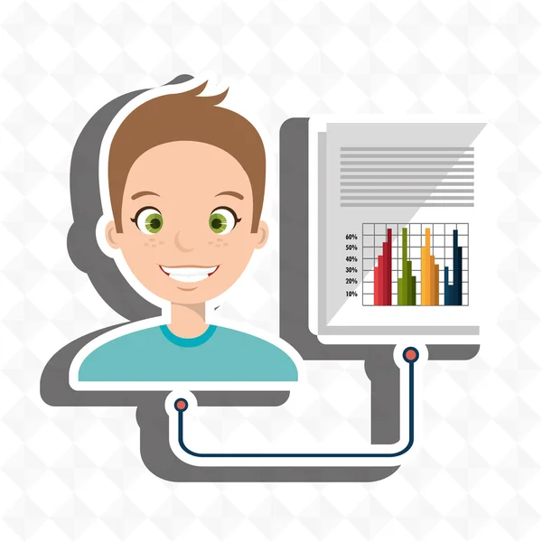 Man met statistieken geïsoleerd pictogram ontwerp — Stockvector