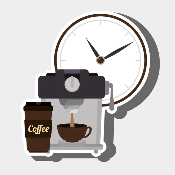 Café y reloj diseño icono aislado — Archivo Imágenes Vectoriales