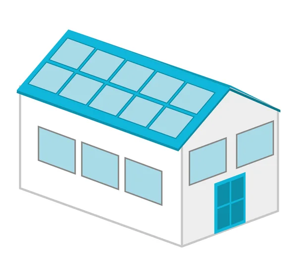 Haus mit Solarpaneel isolierte Ikone Design — Stockvektor