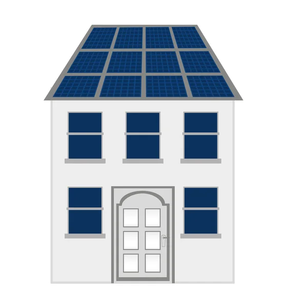 Maison avec panneau solaire isolé icône design — Image vectorielle