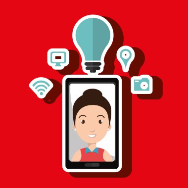 Smartphone ve kadın simgesi tasarım izole