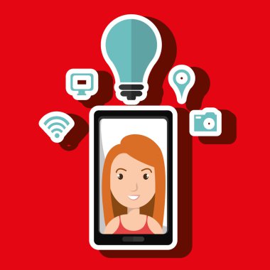 Smartphone ve kadın simgesi tasarım izole