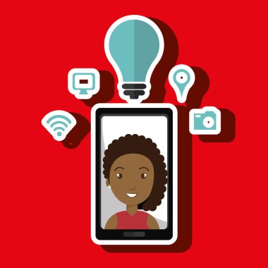 Smartphone ve kadın simgesi tasarım izole