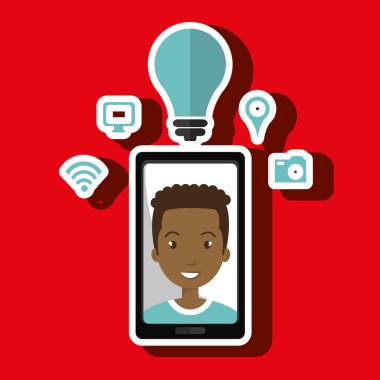 Akıllı telefon ve adam simgesi tasarım izole