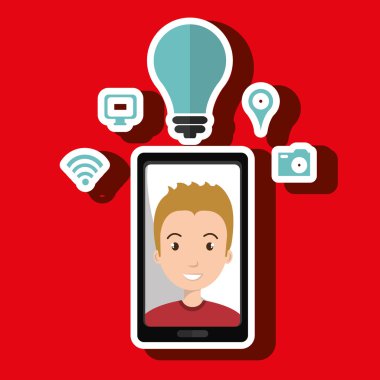 Akıllı telefon ve adam simgesi tasarım izole