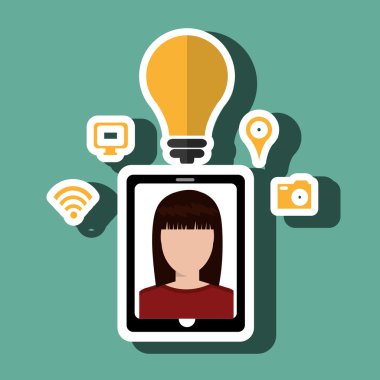 Smartphone ve kadın simgesi tasarım izole