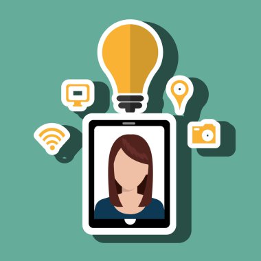 Smartphone ve kadın simgesi tasarım izole