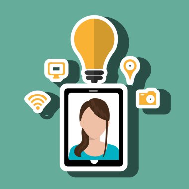 Smartphone ve kadın simgesi tasarım izole