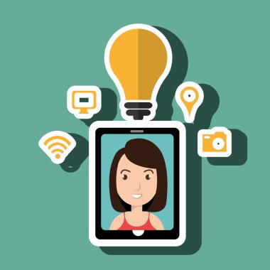 Smartphone ve kadın simgesi tasarım izole