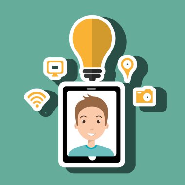 Akıllı telefon ve manisolated simgesi tasarım